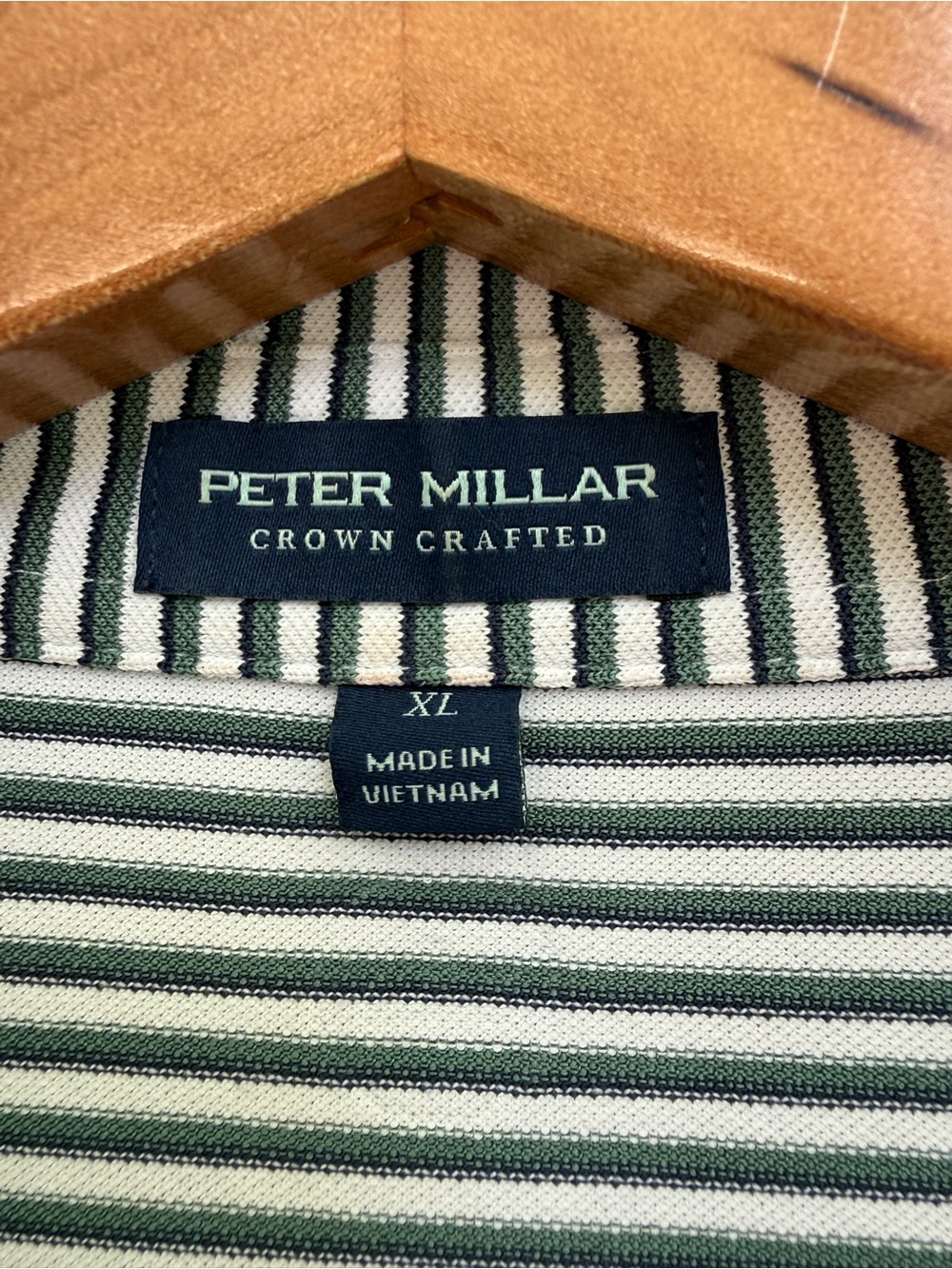 Peter Millar Crown Crafted Green & White Stripe Golf Polo Shirt - Picture 4 of 6